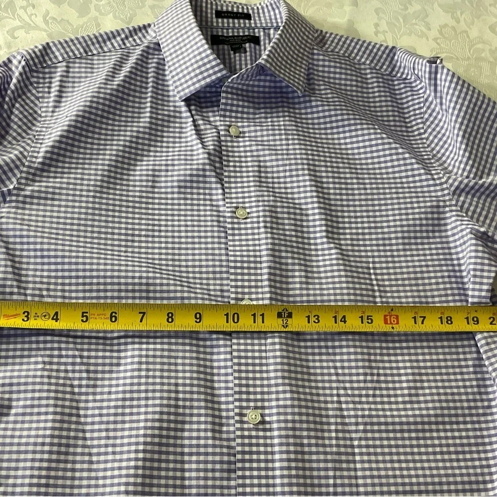 Banana Republic Grant Fit L/S Cotton Shirt Men Size Large Blue/pink Checked